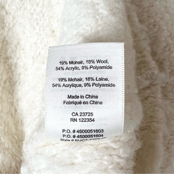 ARITZIA WILFRED FREE Wool Mohair Fuzzy Oversized Ivory Chunky Knit Sweater XXS - Picture 4 of 4